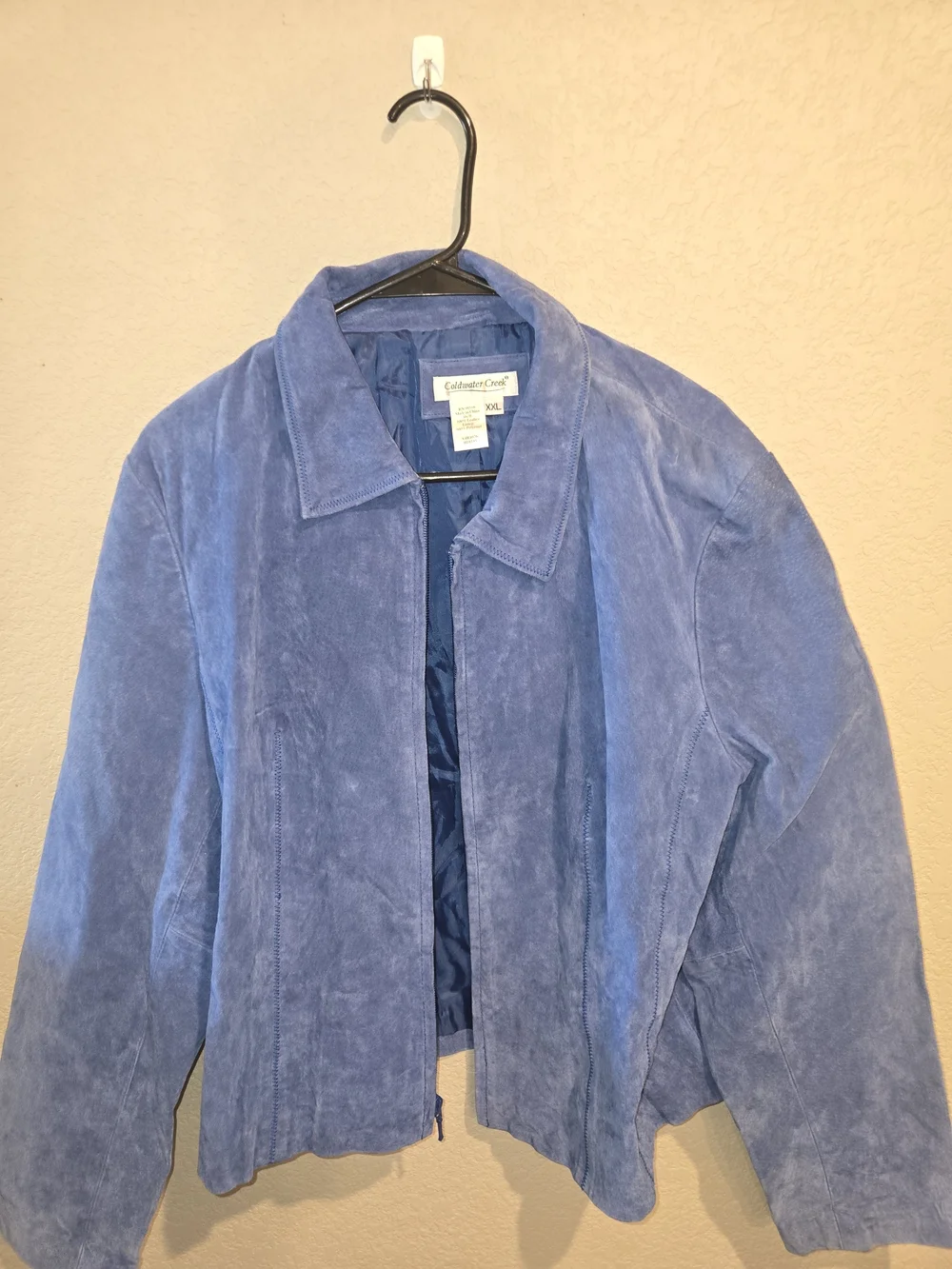 Coldwater Creek Powder Blue Suede Zip Jacket